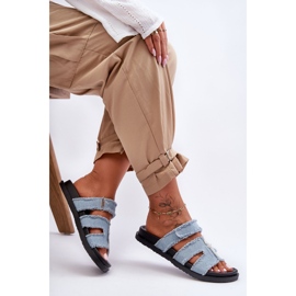 Pantuflas Mujer Tela Velcros Azul Lamirose 1