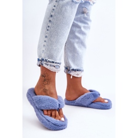 Pantuflas de Piel para Mujer Pantuflas Elma Azul 5