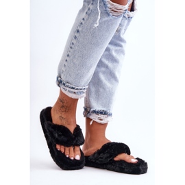 Pantuflas Mujer Piel Pantuflas Elma Negro 1