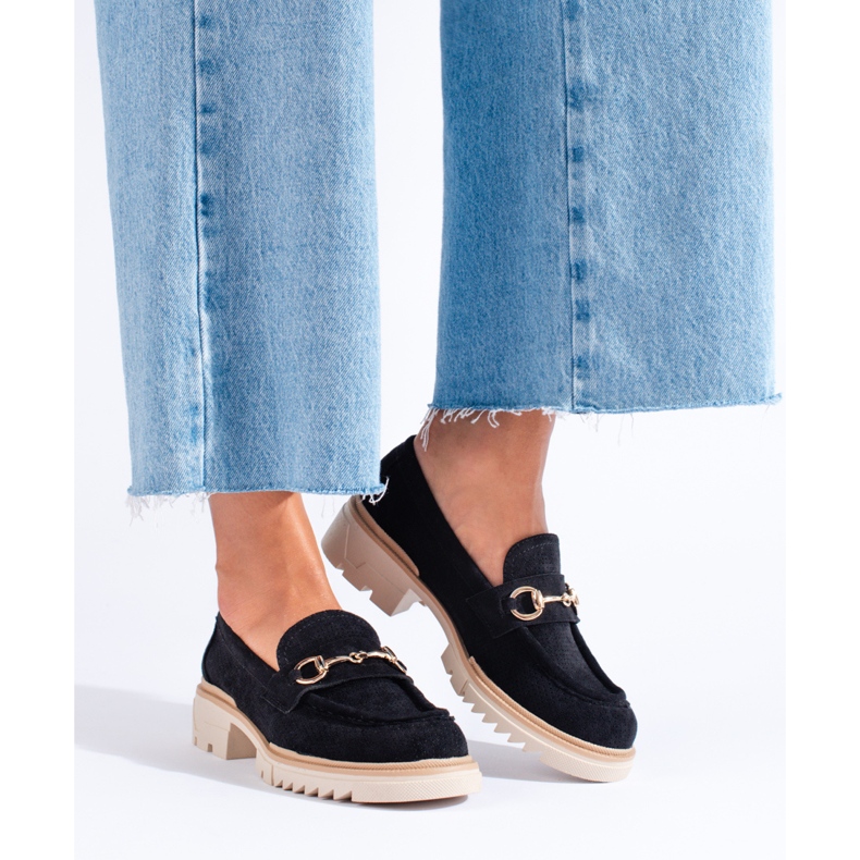 Seastar Mocasines mujer calados sobre plataforma Shelovet negro 2