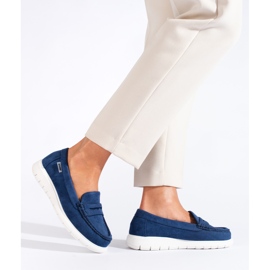 Mocasines mujer Shelovet azul con suela flexible 3