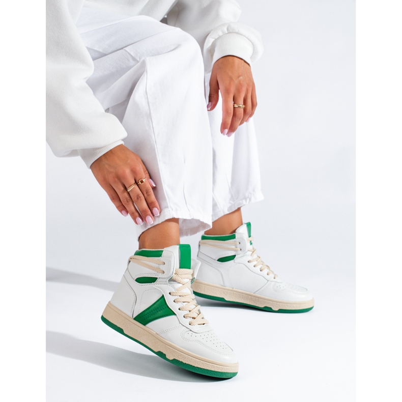 Shelovet zapatillas altas de mujer blancas y verdes blanco 1 Shelovet zapatillas altas de mujer blancas y verdes blanco 1