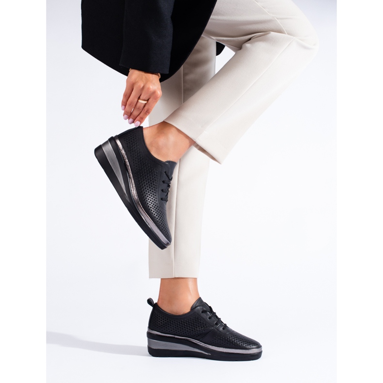 Zapatos de cuña de cuero negro de T.Sokolski 2