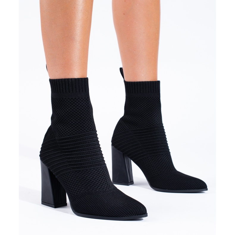 Botines negros con parte superior Shelovet flexible 1 Botines negros con parte superior Shelovet flexible 1
