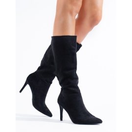 Botas de tacón en ante negras de Shelovet negro 1
