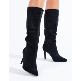 Botas de tacón en ante negras de Shelovet negro 2