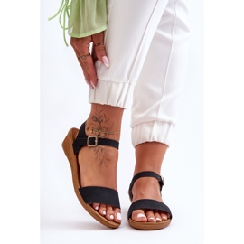 Sandalias Clásicas Cuña Baja Negro Arya 1