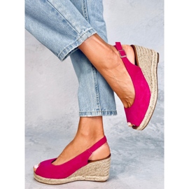Alpargatas de cuña con puntera abierta Nevil fucsia rosado 2