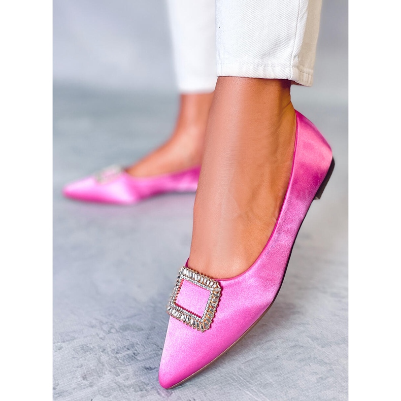 Bailarinas elegantes con piedras Lorella Fushia rosado 2
