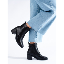 Botas negras Shelovet con cordones para mujer fabricadas en piel ecológica negro 1