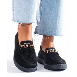 Mocasines mujer textil Shelovet negro 1