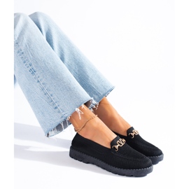 Mocasines mujer textil Shelovet negro 2