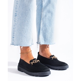 Mocasines mujer textil Shelovet negro 3