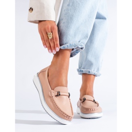 Mocasines de mujer clásicos Vinceza de piel polvo rosado 1