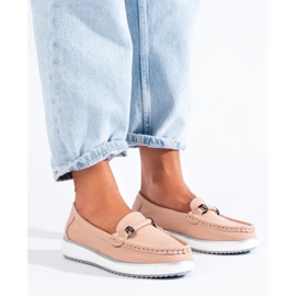 Mocasines de mujer clásicos Vinceza de piel polvo rosado 2