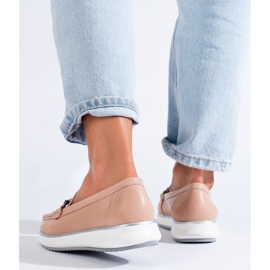 Mocasines de mujer clásicos Vinceza de piel polvo rosado 3