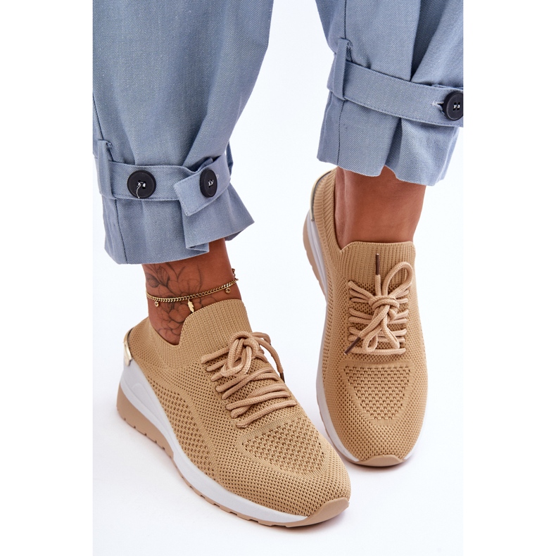 PG1 Zapatillas Deportivas Sin Cordones De Tela Beige Visconti Cuña 1