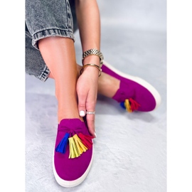 Zapatillas Salma fucsia con flecos rosado 2