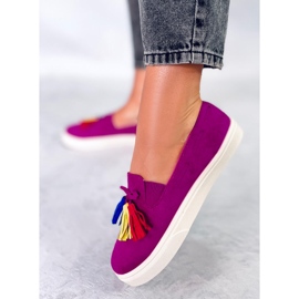 Zapatillas Salma fucsia con flecos rosado 5
