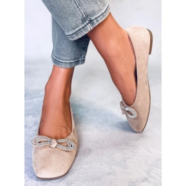 Bailarinas de ante con lazo de Serna Kaki beige 2