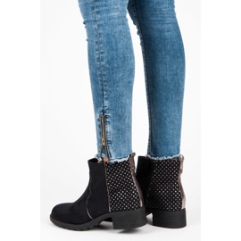 Ideal Shoes Botines de ante negro gris 4