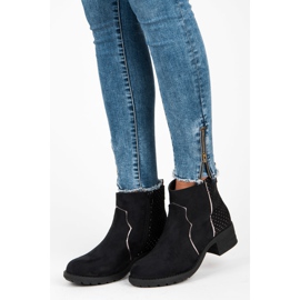 Ideal Shoes Botines de ante negro gris 3