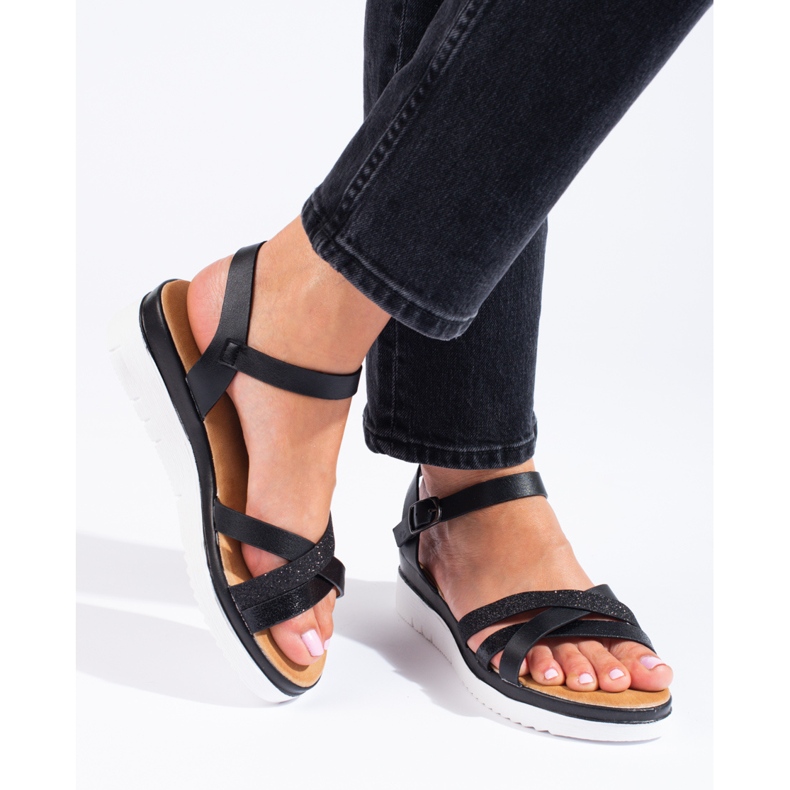 Sandalias plataforma Shelovet negro 1