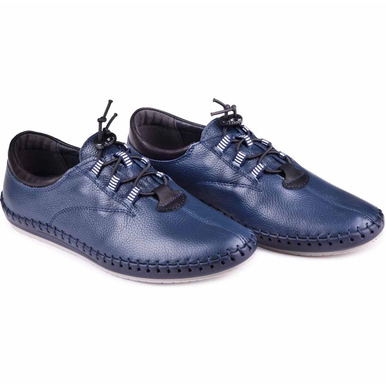 Kampol Zapatos de cuero para hombres casuales 337/63 marina azul marina 6