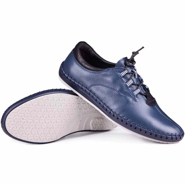 Kampol Zapatos de cuero para hombres casuales 337/63 marina azul marina 1