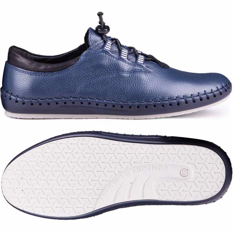 Kampol Zapatos de cuero para hombres casuales 337/63 marina azul marina 2