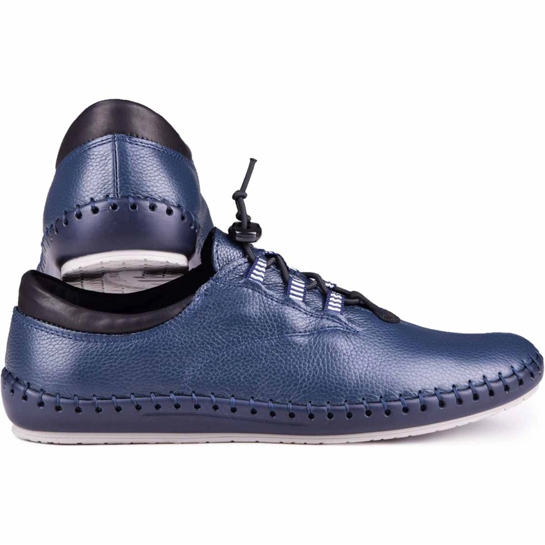 Kampol Zapatos de cuero para hombres casuales 337/63 marina azul marina 3
