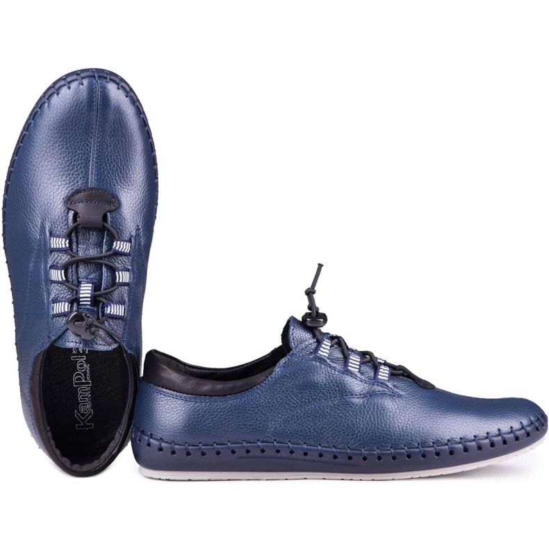 Kampol Zapatos de cuero para hombres casuales 337/63 marina azul marina 4