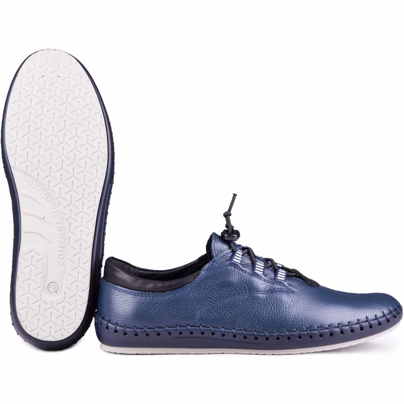 Kampol Zapatos de cuero para hombres casuales 337/63 marina azul marina 5