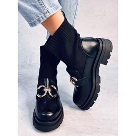 Botines superiores estilo calcetín en tono negro 5