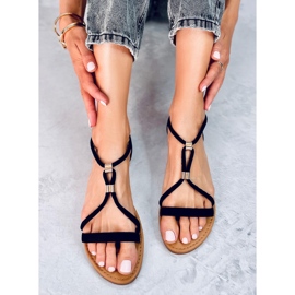Sandalias Leehom de ante negro para mujer 4