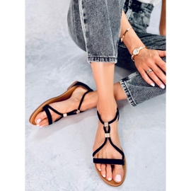 Sandalias Leehom de ante negro para mujer 5