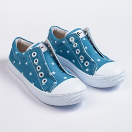 SHELOVET Zapatillas slip-on para niña 3F estrellas azul 1 SHELOVET Zapatillas slip-on para niña 3F estrellas azul 1