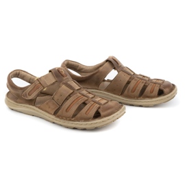Olivier Sandalias hombre piel verano 230MA beige 3