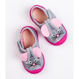 SHELOVET Zapatillas velcro para niña ratón 3F rosado 2