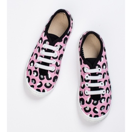 SHELOVET Zapatillas deportivas sin cordones para niños con estampado de leopardo rosa 3F rosado 3