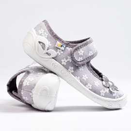 SHELOVET Zapatillas de estar por casa flor gris niña 3F 1