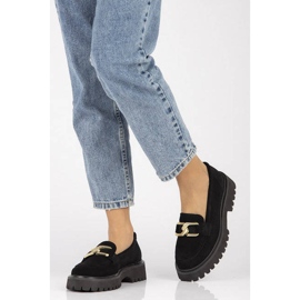 Filippo DP4916 mocasines de gamuza de cuero en la plataforma negro 15