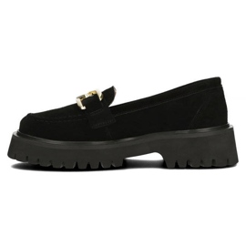 Filippo DP4916 mocasines de gamuza de cuero en la plataforma negro 12