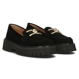 Filippo DP4916 mocasines de gamuza de cuero en la plataforma negro 13
