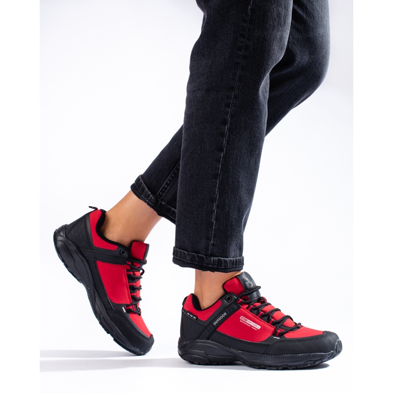 DK Zapatos de trekking al aire libre negro rojo 1