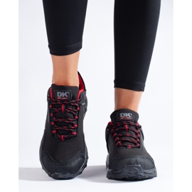 Zapatos trekking mujer DK impermeable negro y rojo 3