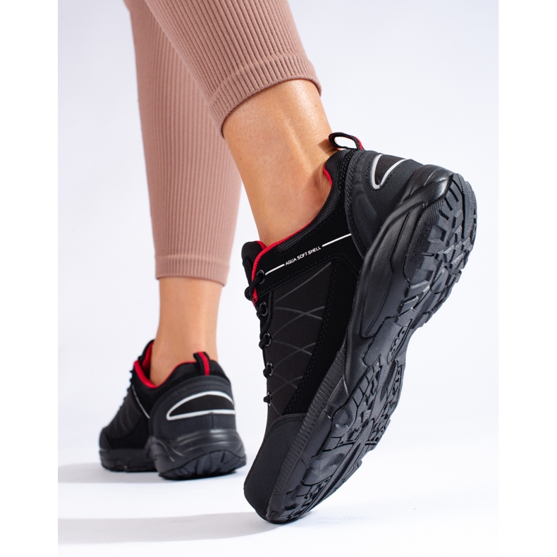 Zapatos trekking mujer DK impermeable negro y rojo 2