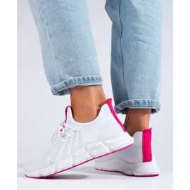 Deportivas Shelovet blancas con aplicación fucsia blanco 3