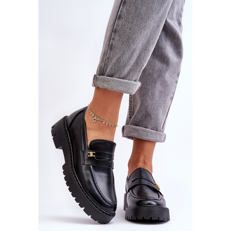 PS1 Mocasines De Piel Con Adorno Esperta Negro 1