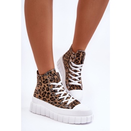 PS1 Zapatillas Altas Mujer Estampado Leopardo Marrón Florensi 1
